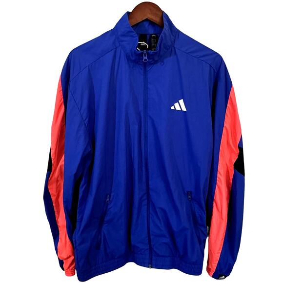 Adidas Street Active Windbreaker Blue Pink Colorblock Jacket M - Picture 1 of 8